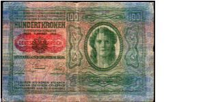 100 Kronen-Korona__
pk# 55 a__
o.d 02-01-1912
 Banknote