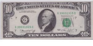 1974 $10 CHICAGO FRN Banknote