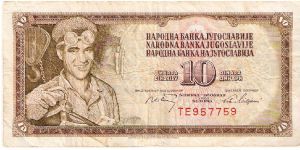 10 dinars; 1968 Banknote