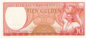 10 gulden; September 1, 1963 Banknote