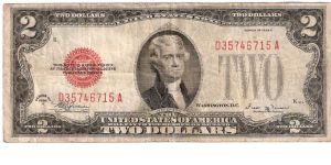 United States Note; 2 dollars; Series 1928E (Julian/Vinson) Banknote