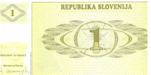 Slovenia, 1 Tolar 1990 (Triglav mountain ridge; bee-hive) Banknote