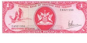 Trinidad and Tobago, 1 Dollar 1985 (Scarlet Ibis; bank; oil refinery) Banknote