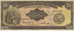 PI-136b Philippine English Series 10 Pesos note with signature group 2. Banknote