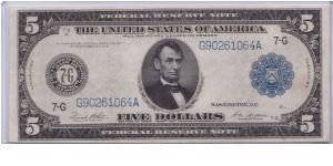 1914 LG SIZED $5 CHICAGO FEDERAL RESERVE NOTE

***FIRST LG SIZED NOTE IN THE COLLECTION*** Banknote