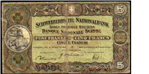 5 Franken / Francs / Franchi__
Pk 11 k__

16-11-1944
 Banknote