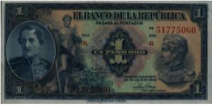 Colombia, 1 peso 1942 Banknote
