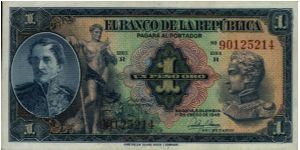 Colombia, 1 peso 1945 Banknote
