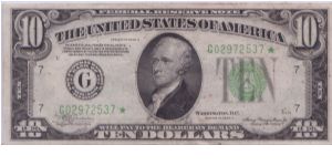 1934 A $10 CHICAGO FRN **STAR NOTE** Banknote