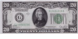 1928 B $20 CHICAGO FRN

**BLUE GREEN SEAL** Banknote