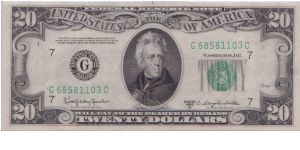 1950 D $20 CHICAGO FRN Banknote