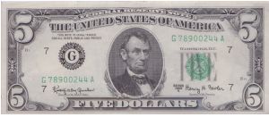 1963 A $5 CHICAGO FRN Banknote