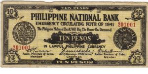 S217b Rare Cebu 10 Pesos note redeamed by Calubian, Leyte. Banknote