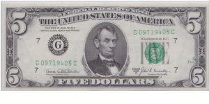 1969 B $5 CHICAGO FRN Banknote