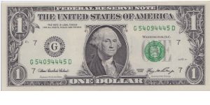 2006 $1 CHICAGO FRN

**G-D BLOCK** Banknote