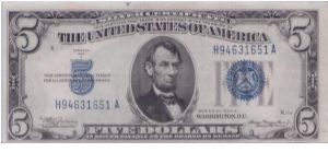 1934 A $5 SILVER CERTIFICATE Banknote