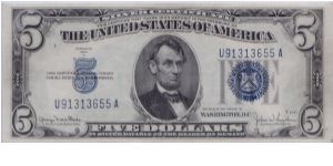 1934 D  **WIDE I** $5 SILVER CERTIFICATE Banknote