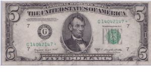 1950 C $5 CHICAGO FRN

**STAR NOTE** Banknote