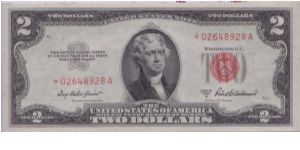 1953 A $2 *RED SEAL* 
**STAR NOTE** Banknote