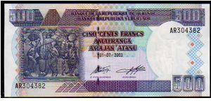 500 Francs__

Pk 38 c__

01-July-2003
 Banknote