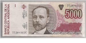 Argentina 5000 Australes 1989 P330. Banknote