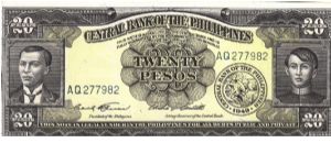 PI-137c Philippine English Series 20 Pesos - Real note. Banknote