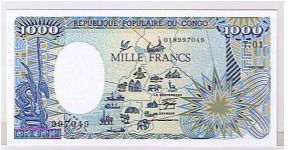 REPULIC OF CONGO-
1000 FRANCES Banknote