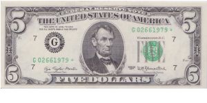 1977 $5 CHICAGO FRN

**STAR NOTE** Banknote
