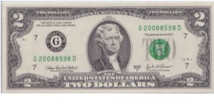 2003 A $2 CHICAGO FRN

**BEP SPECIAL ISSUES 2008 SERIES**

#2 OF 2 CONSECUTIVE Banknote