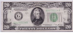 1934 B $20 CHICAGO FRN Banknote