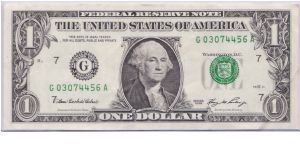 2006 $1 CHICAGO FRN

**3RD PRINTING SHIFT ERROR** Banknote