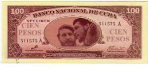 *CUBA*__100 Pesos__

pk# NL__

Specimen__

Never Issue
 Banknote