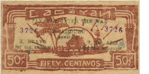 S-176a Cagayan 50 centavos note with green test. Banknote