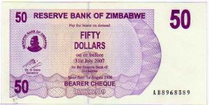 50 Dollars__

pk# 41__

Bearer Cheque__

01-August-2006
 Banknote