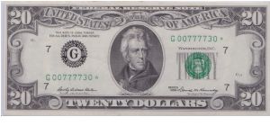 1969 $20 $5 CHICAGO FRN

**STAR NOTE**

**TRINARY NOTE* Banknote