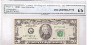 1990 $20 CHICAGO FRN

**STAR NOTE**

**CGA 65**

**GEM UNCIRCULATED** Banknote