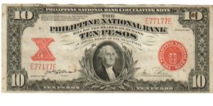 1937 10 Pesos VF+ (PNB- Circulating Note)
SN:E77177E (True Radar Binary) Banknote