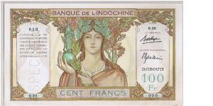 BANK OF INDO-CHINA
DJIBOUTI 100 FRANCS Banknote