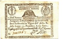 I Roman Republic (1798-1799) - 10 Paoli Banknote