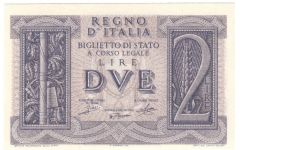 Kingdom of Italy - 2 Lire Banknote