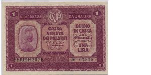 Kingdom of Italy - 1 Lira - Cassa Veneta dei Prestiti Banknote