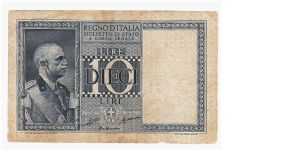 Kingdom of Italy - 10 Lire Banknote