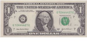 2003 A $1 CHICAGO FRN


**RADAR**

SERIAL #7244427 Banknote