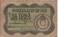 1 Penny. Picture of penny on front and back Banknote