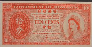 10 cents. Printed one side only Banknote