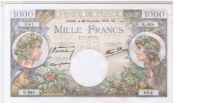 BANK OF FRANCE
 1000 FRANCS Banknote