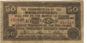 S-142 RARE Illegal Issue Bohol 50 centavos note. Banknote