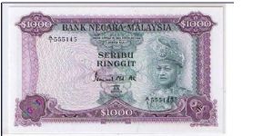 BANK OF MALAYSIA
1000 RM Banknote