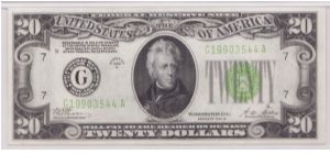 1928 B $20 CHICAGO FRN

**PMG 64 CU**

**LIGHT GREEN SEAL** Banknote