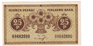25 pennia

This note is made of 01.04.-14.04.1919 Banknote